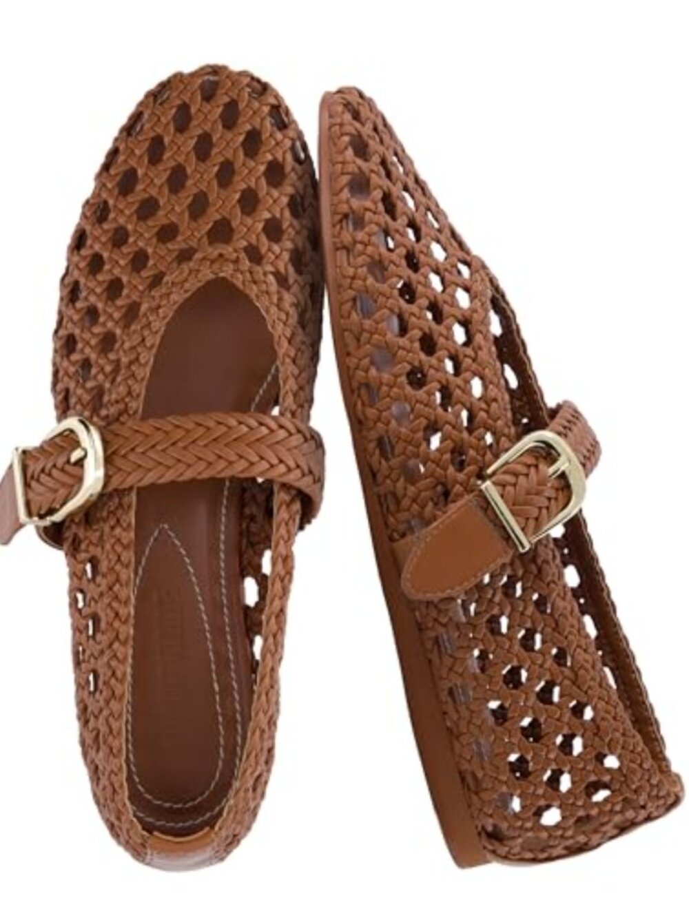 Women's Hand Woven Mary Jane Flats Comfortable Ballet Shoes with Adjustable
